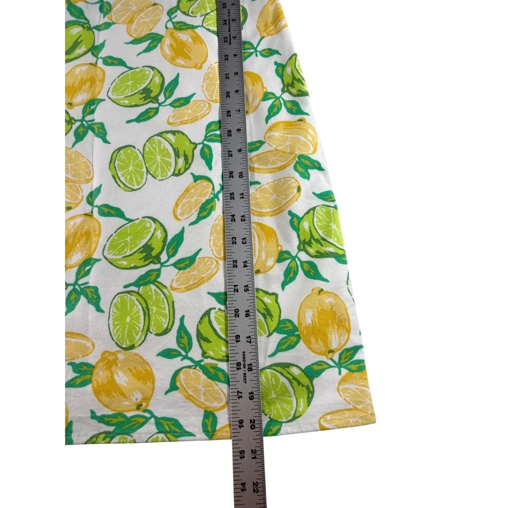 Talbots Citrus Lemon Lime Print Mini Skirt White Green Yellow Size 12 Cotton Mix - Picture 7 of 8